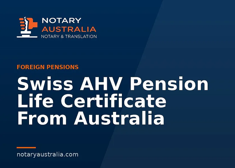 Swiss AHV Pension Life Certificate From Australia