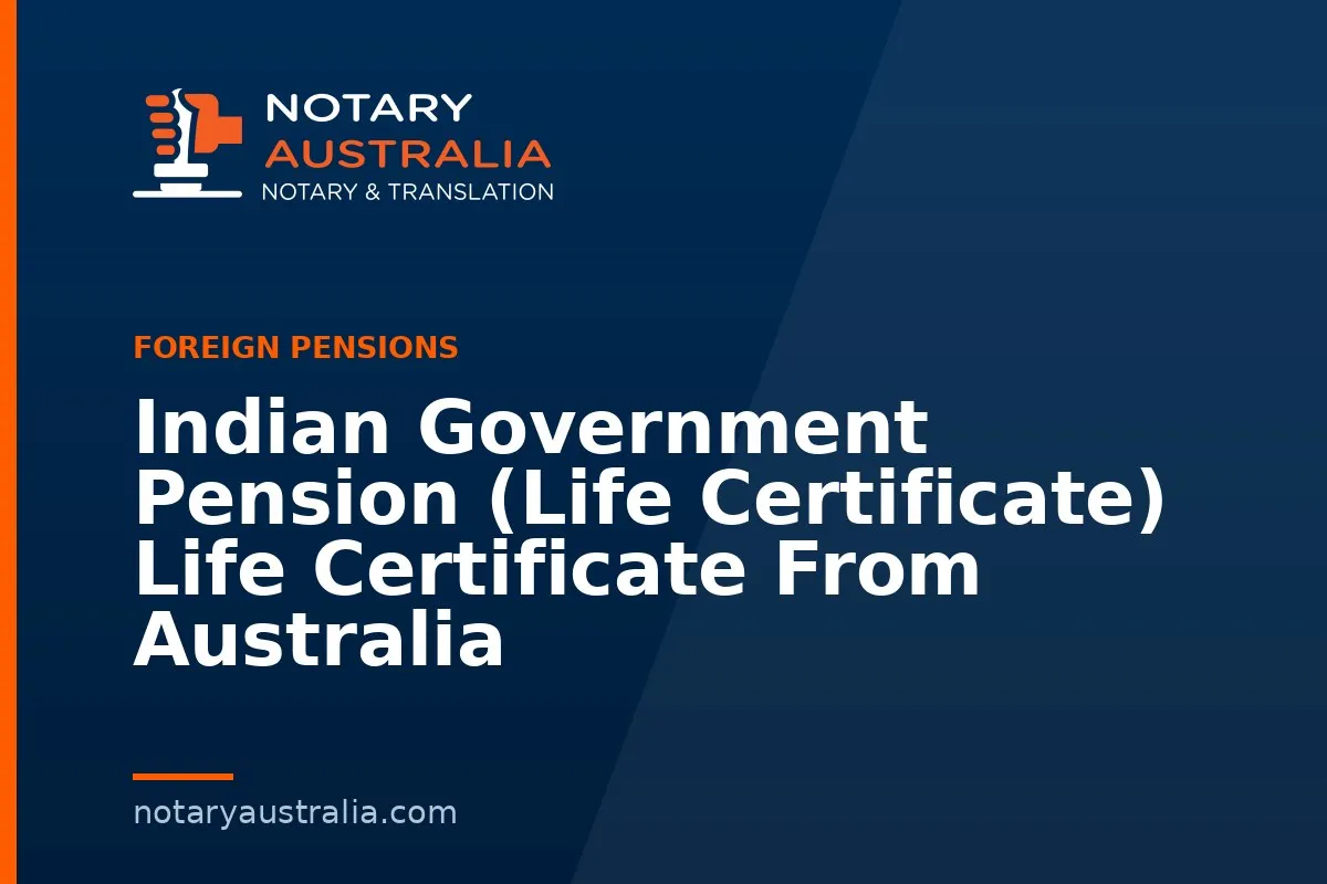Indian Government Pension (Life Certificate) Life Certificate From Australia