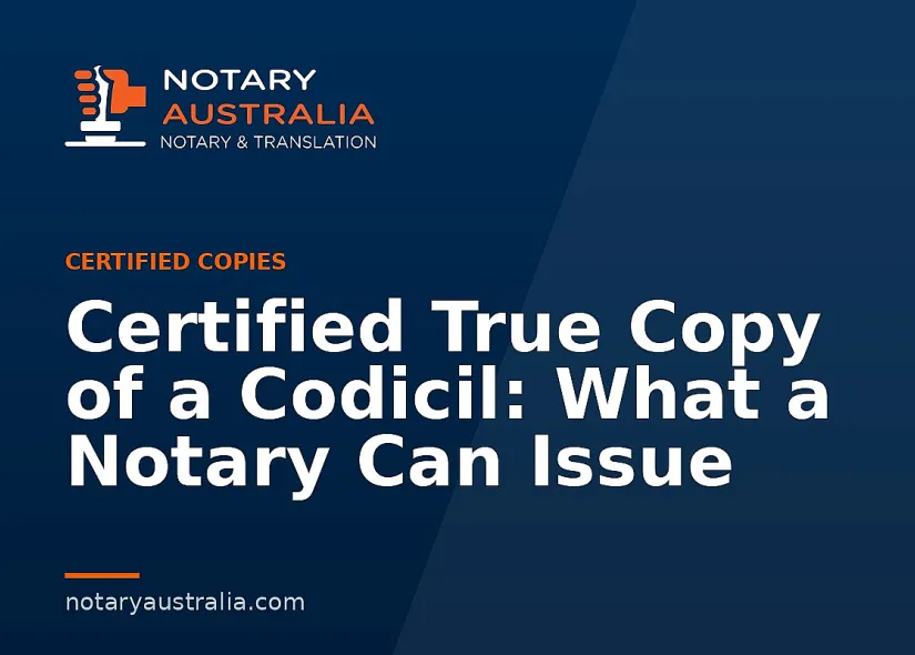 Certified Copy of a Codicil in Australia