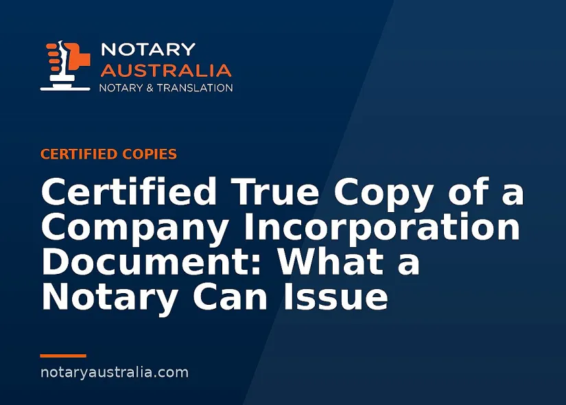 Certified Copy of a Company Incorporation Document in Australia