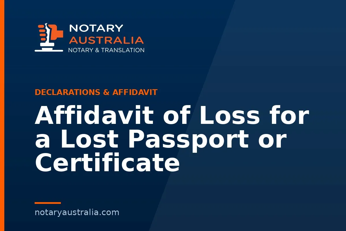 Affidavit of Loss for a Lost Passport or Certificate