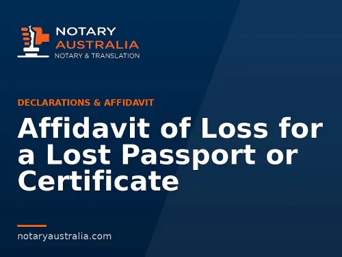 Affidavit of Loss for a Lost Passport or Certificate